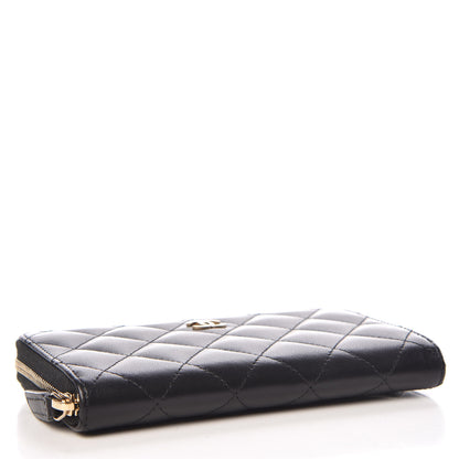 Chanel Lambskin Quilted Small Gusset Zip Around Wallet Black 4 of 9