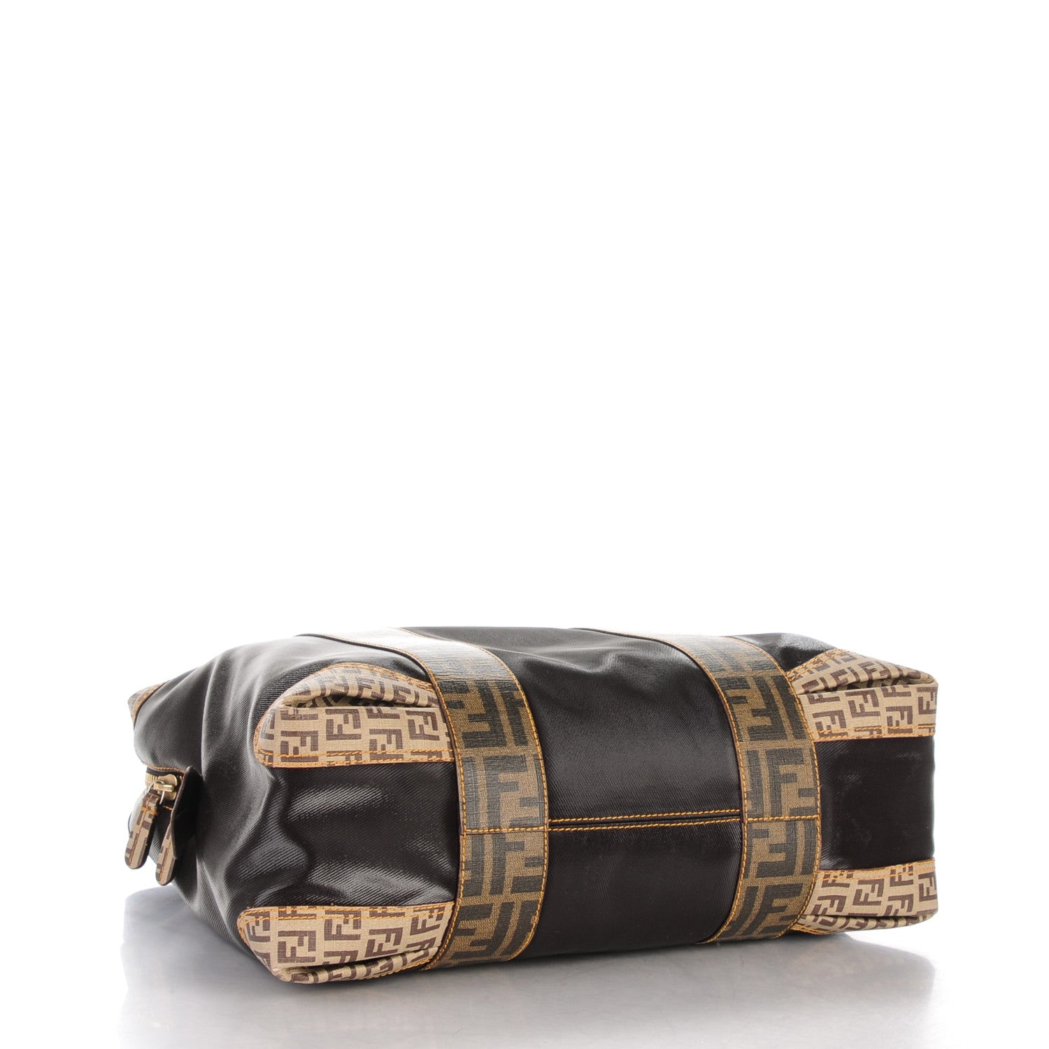 Fendi Canvas Zucca Zucchino Spalmati Large Mixed Media B Mix Tote Moro Mogano Panna 4 of 7
