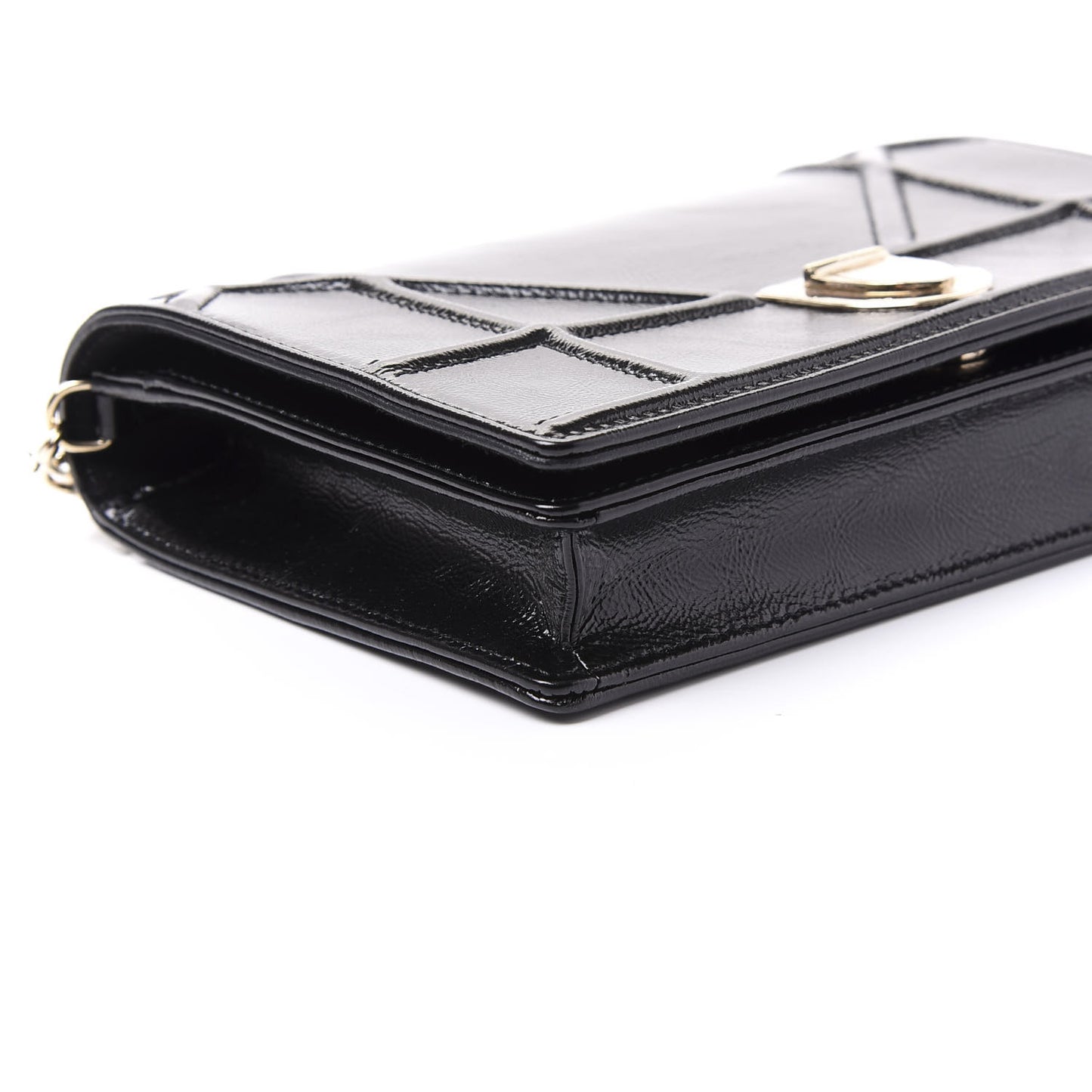 Patent Diorama Wallet on Chain Pouch Black
