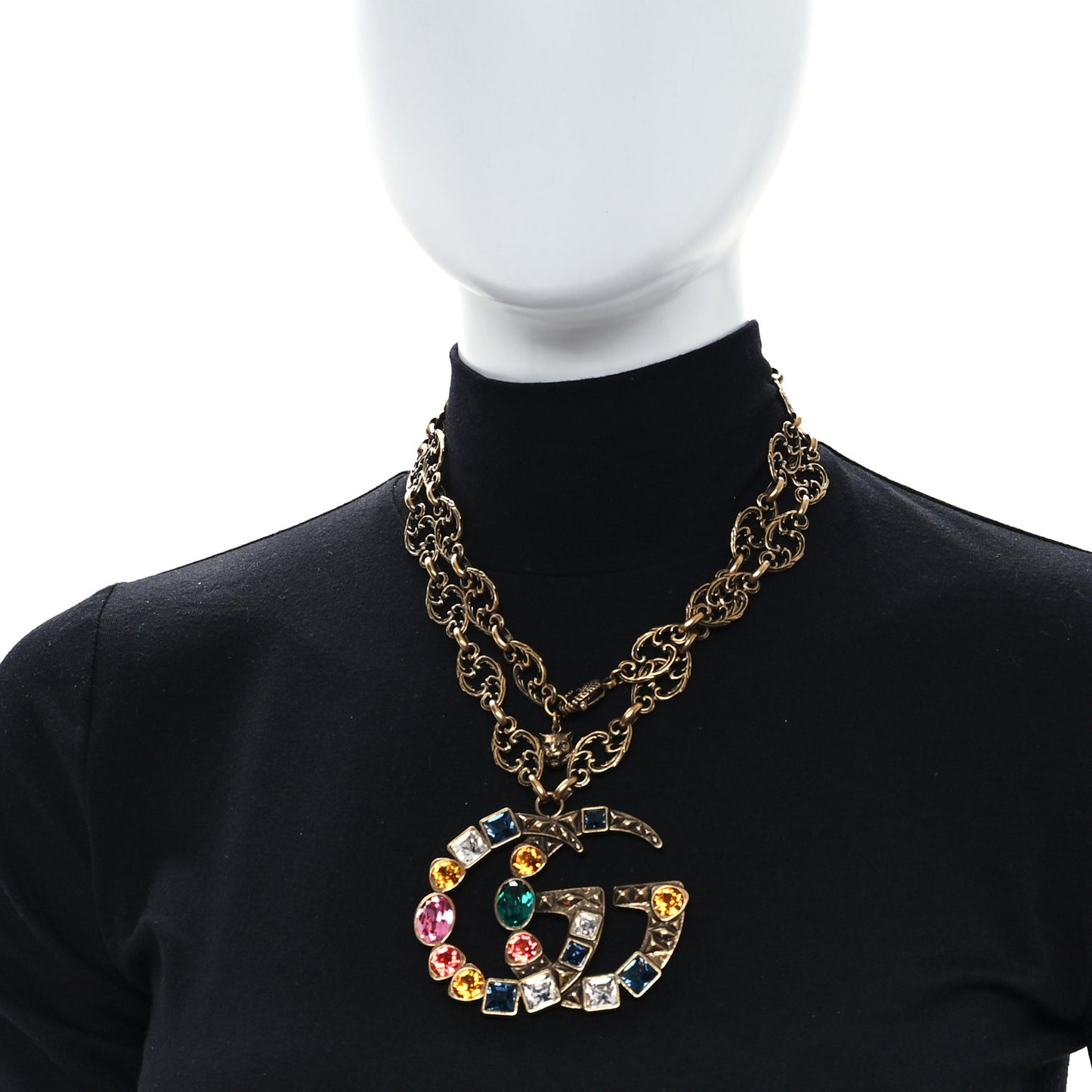 Crystal Marmont Necklace Aged Gold Multicolor