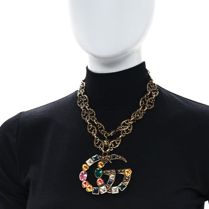 Gucci Crystal Marmont Necklace Aged Gold Multicolor 2 of 5