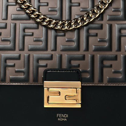 Fendi Vitello Liberty Bi-Color FF 1974 Embossed Chain Strap Kan U Shoulder Bag Black Maya 8 of 10