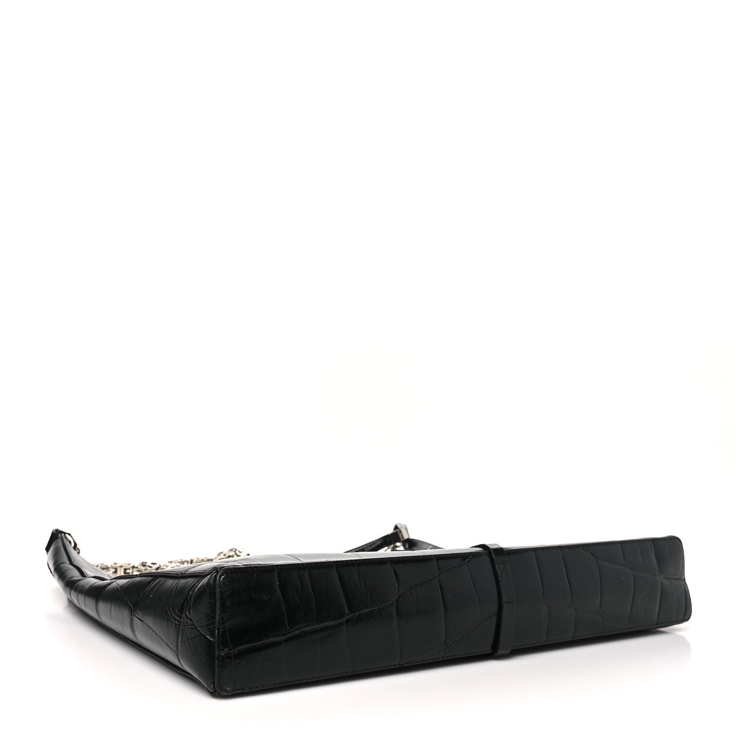 Givenchy Calfskin Crocodile Embossed Large Cut Out Shoulder Bag Black 4 of 13