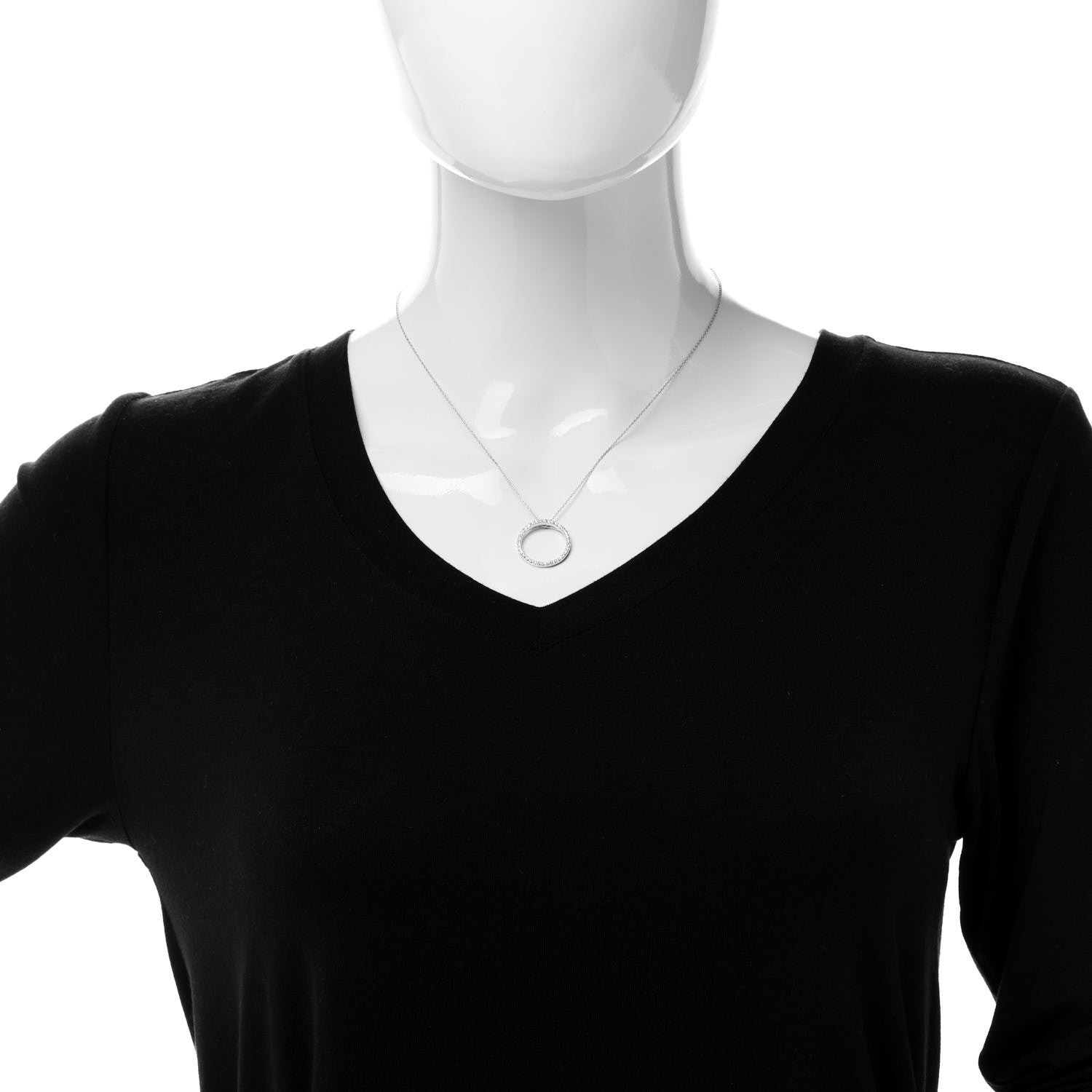 Roberto Coin 18K White Gold Diamond Medium Tiny Treasures Circle Pendant Necklace 2 of 6