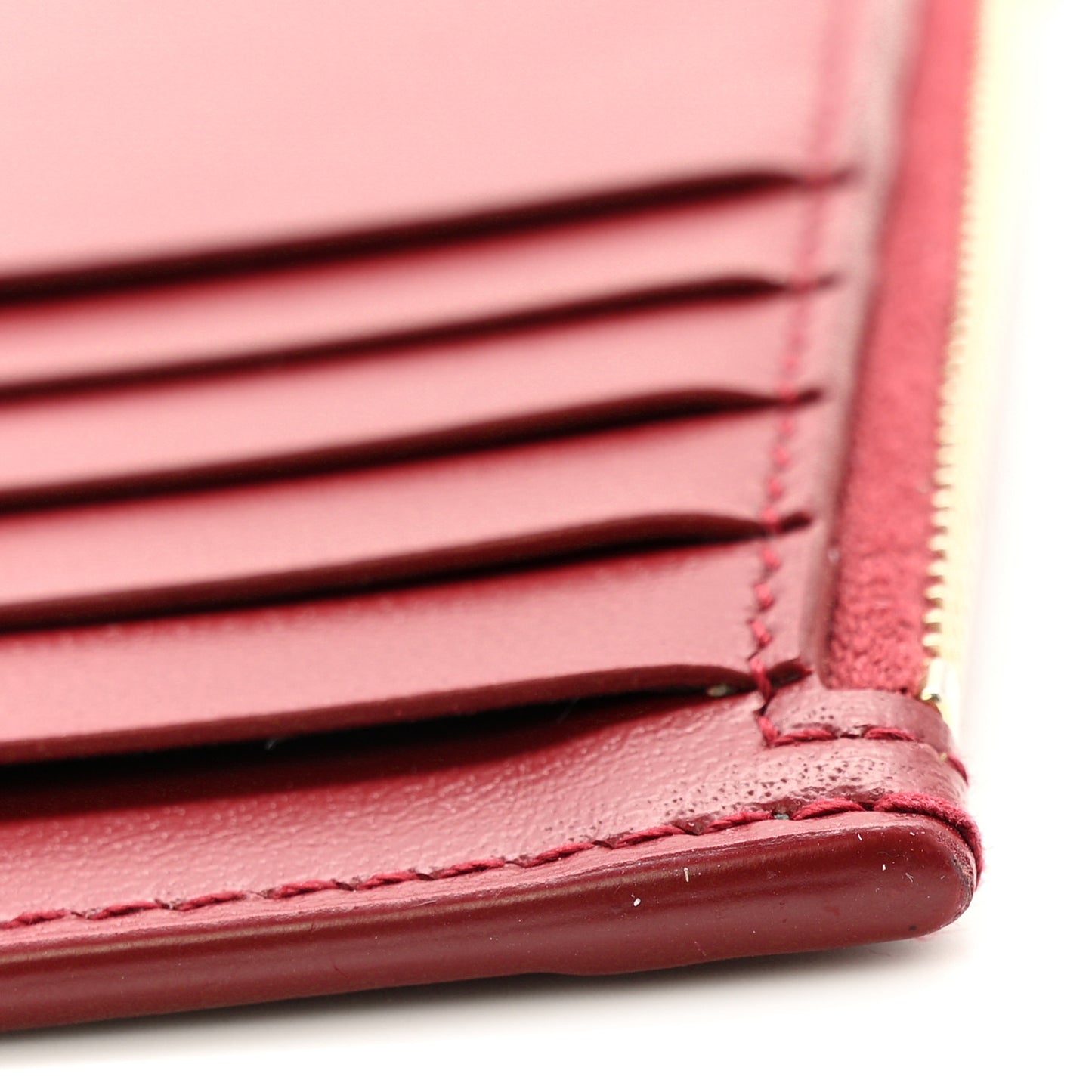 Calfskin 5 Fragments Zip Pouch Card Holder Opyum Red