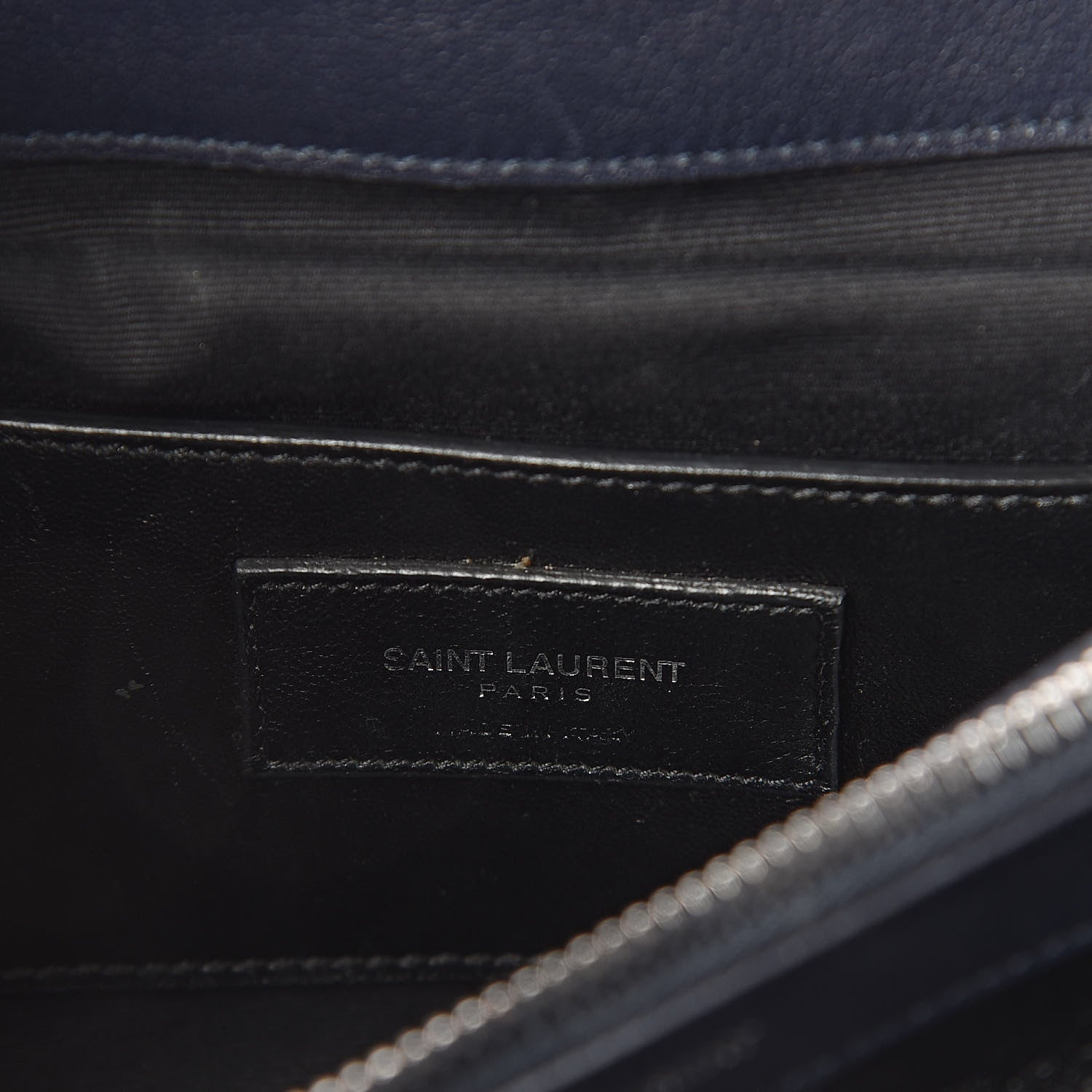 Saint Laurent Sheepskin Matelasse Chevron Monogram Large College Satchel Deep Marine 6 of 13