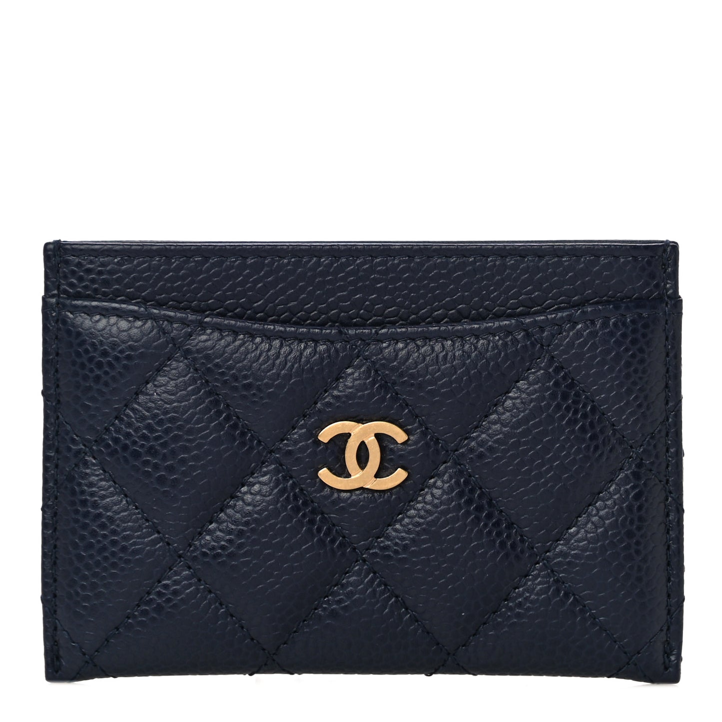 Caviar Quilted Card Holder Navy
