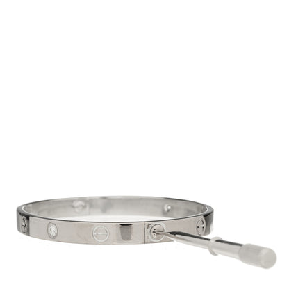 Cartier 18K White Gold 4 Diamond Love Bracelet 18 6 of 7