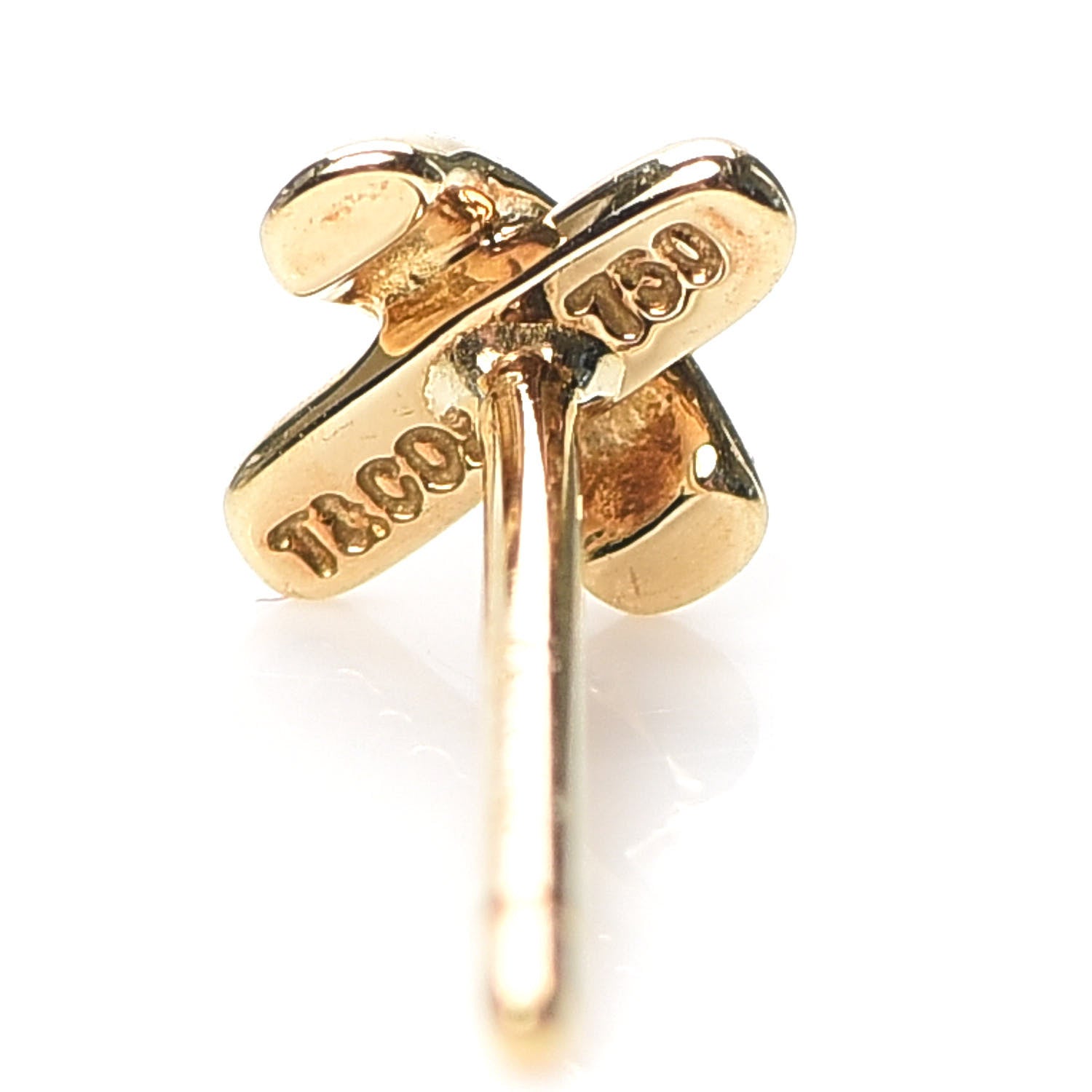 Tiffany 18K Yellow Gold 5mm Cross Stitch Earrings 5 of 5