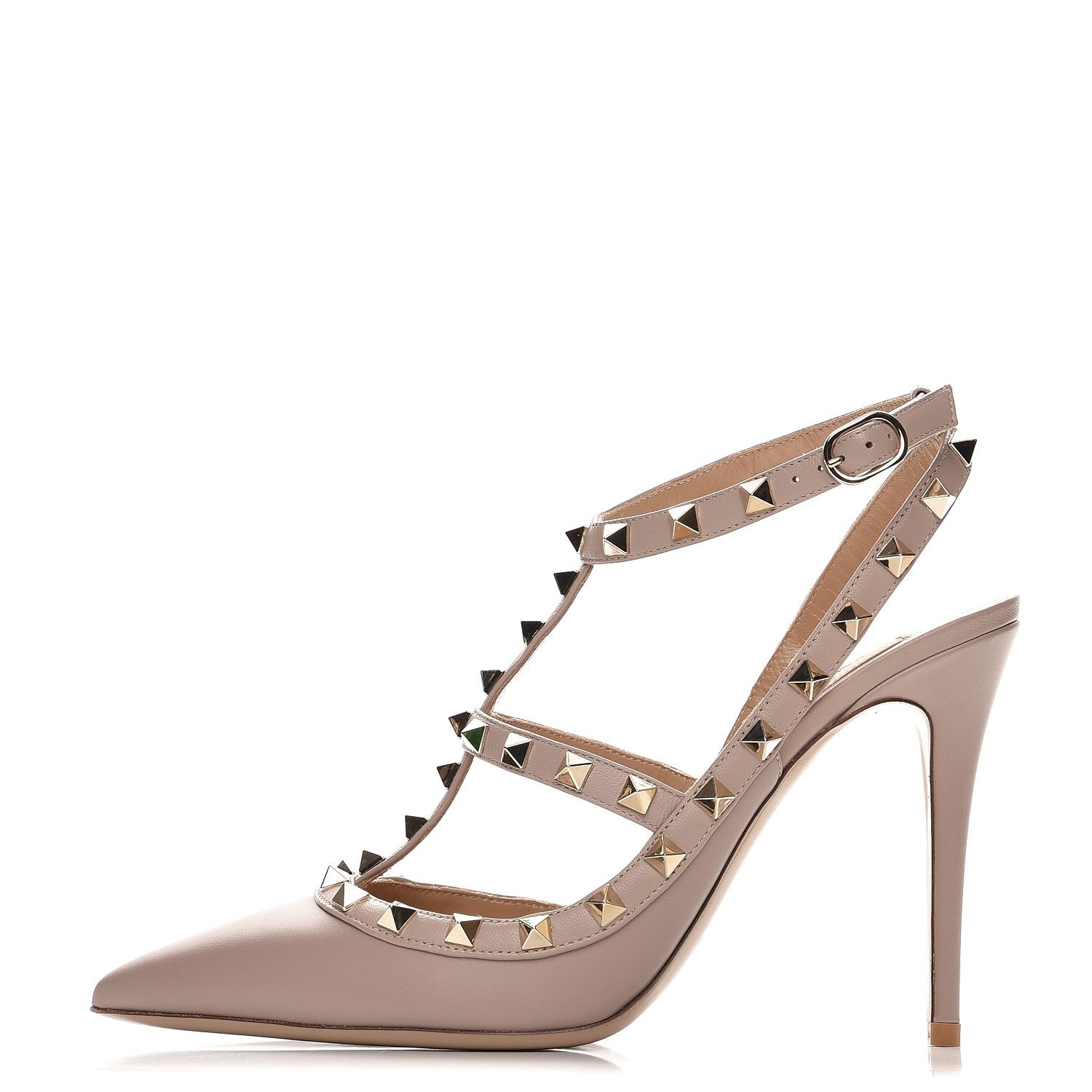 Valentino Garavani Nappa Rockstud Ankle Strap Pumps 40 Poudre 1 of 9
