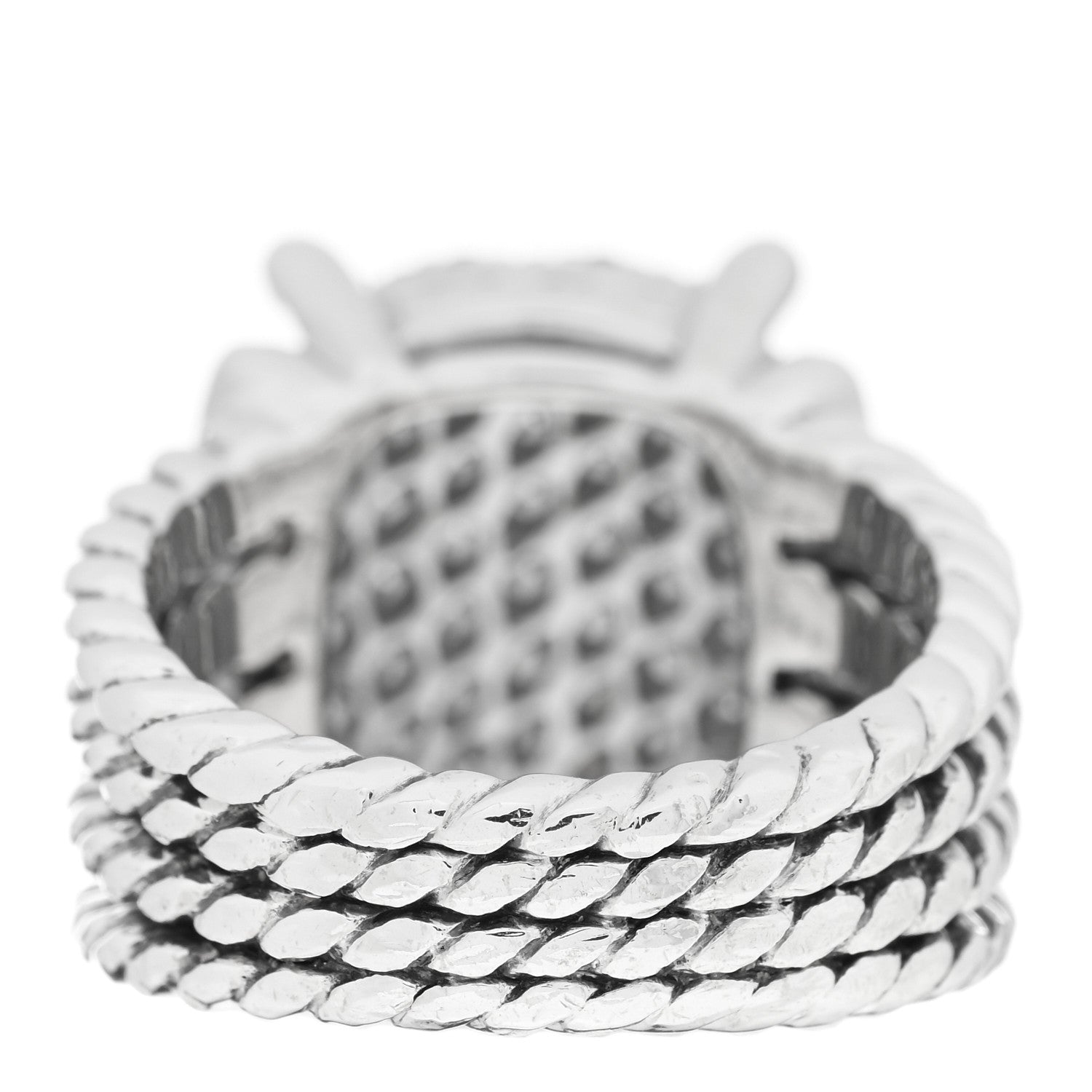 David Yurman Sterling Silver Diamond 16mm Wheaton Ring 51 5.75 3 of 4
