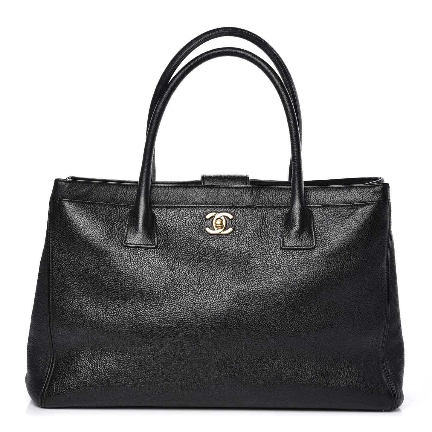 Calfskin Cerf Executive Shopper Tote Black