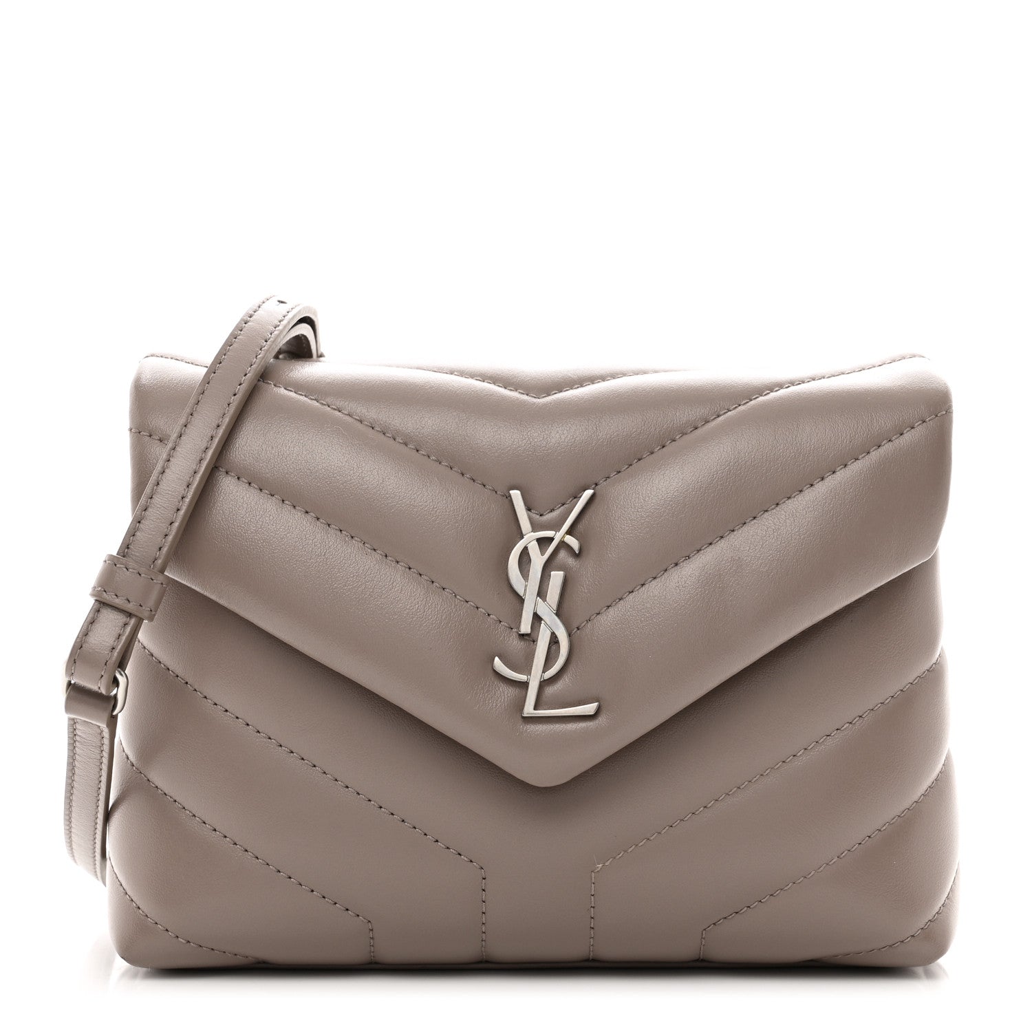Saint Laurent Calfskin Y Quilted Monogram Toy Loulou Crossbody Bag Mink 1 of 12