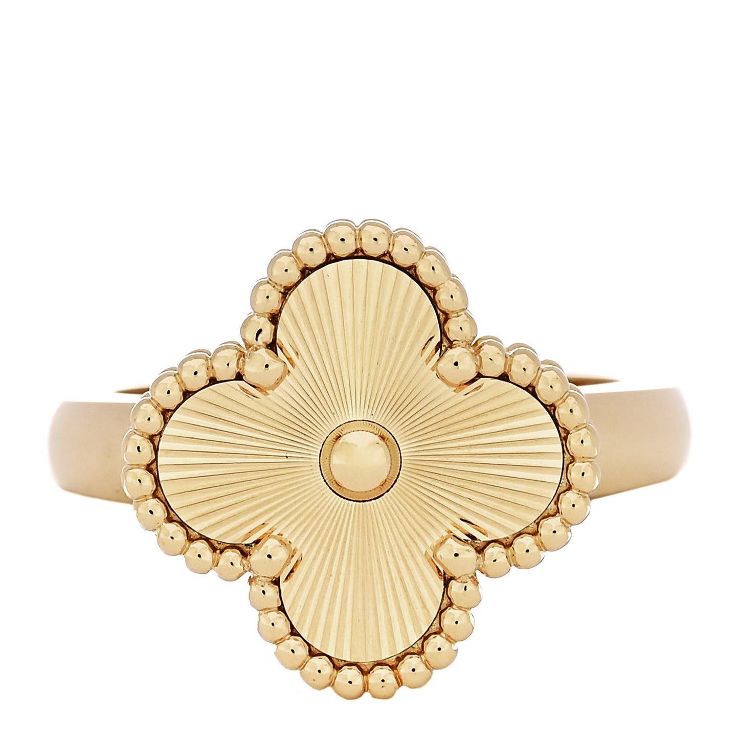 18K Yellow Gold Guilloche Vintage Alhambra Ring 53 6.5