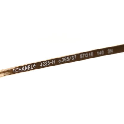 Chanel Metal Square Frame Pearl Sunglasses 4235-H Tortoise 5 of 7