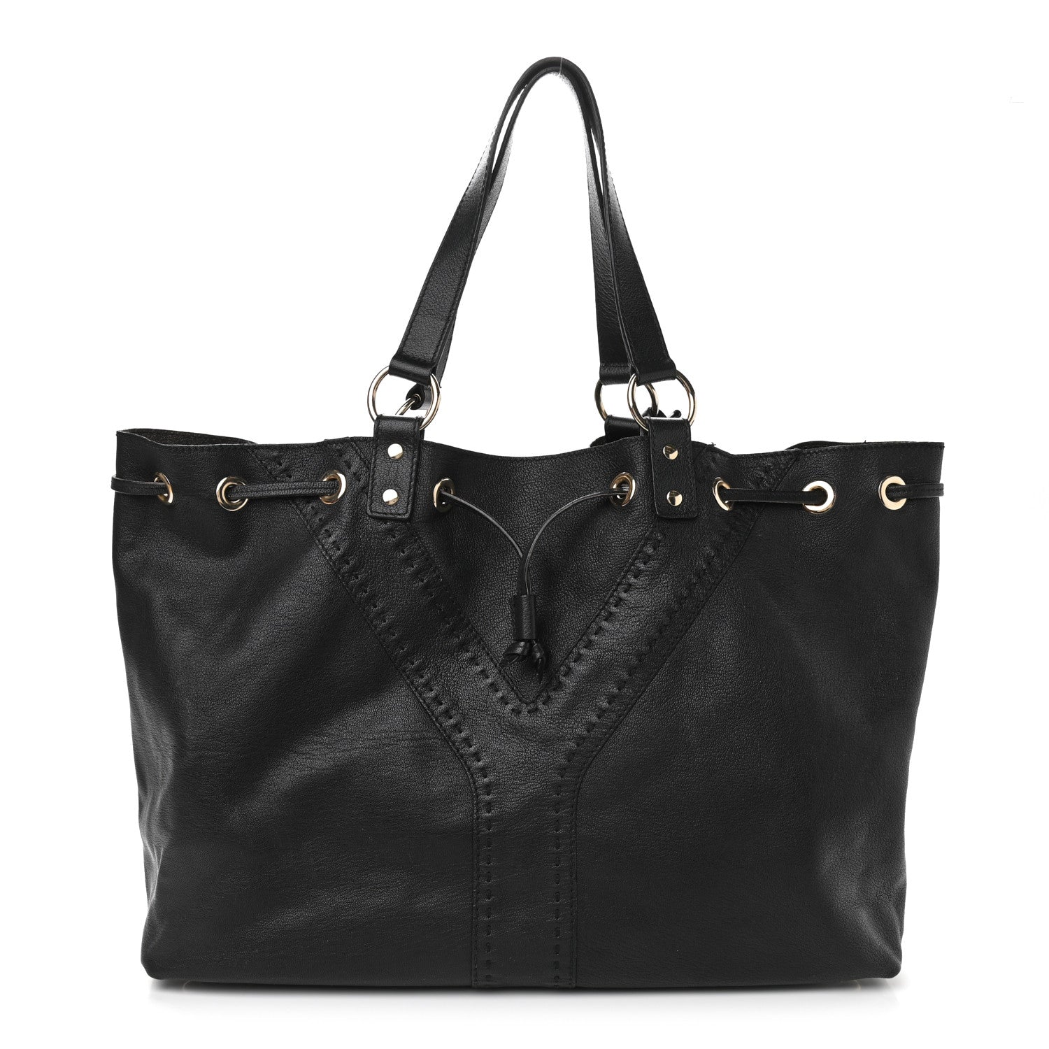 Saint Laurent Calfskin Reversible Double Sac Y Tote Gold Brown 1 of 13