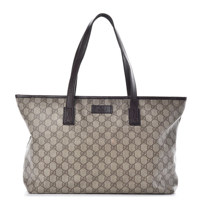 Gucci GG Supreme Monogram Medium Zippered Shopping Tote Dark Brown 1 of 20