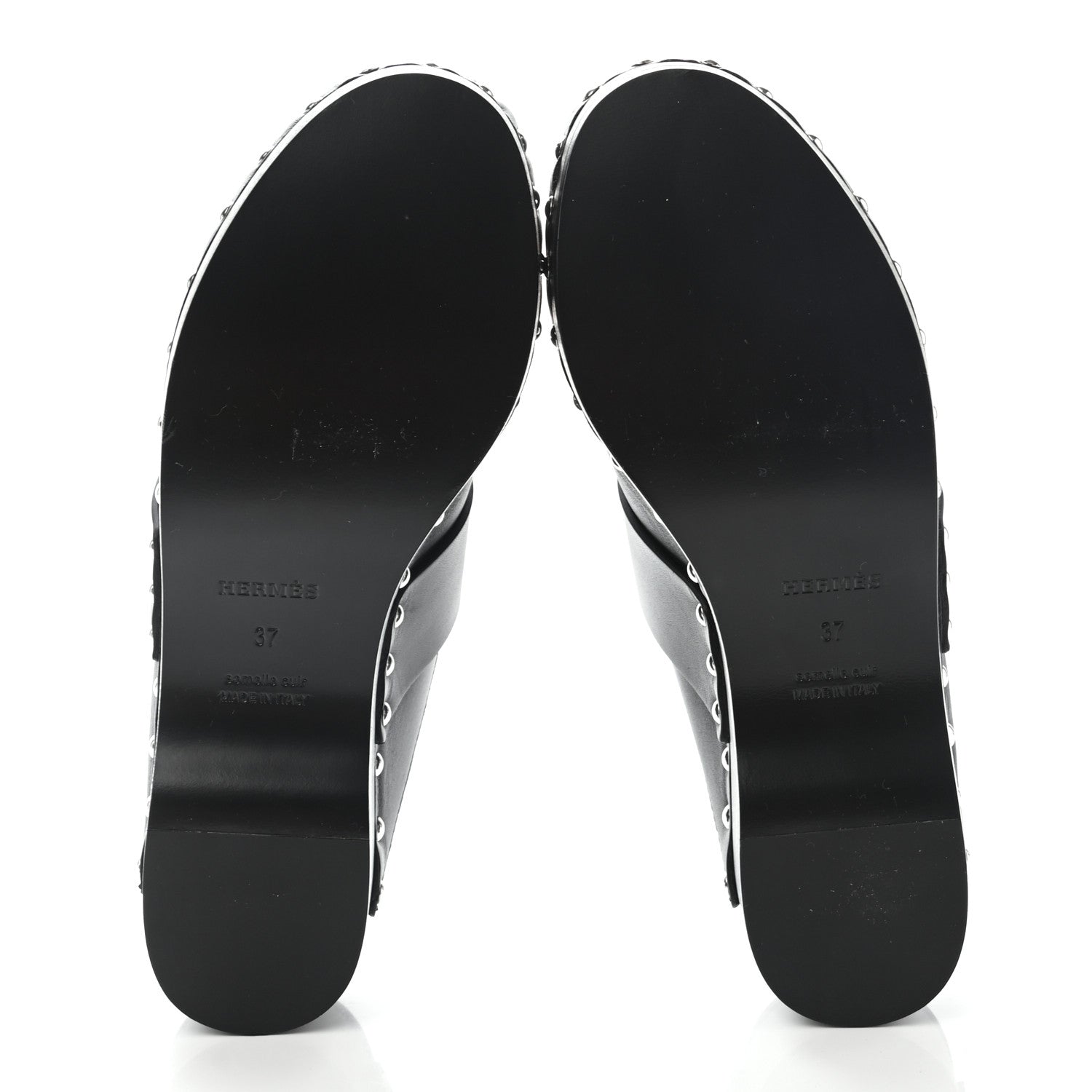 Hermes Calfskin Calya Mules 37 Black 5 of 7