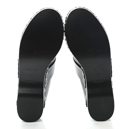 Hermes Calfskin Calya Mules 37 Black 5 of 7