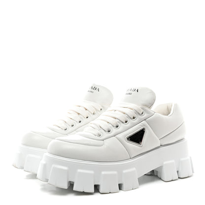 Prada Nappa Soft Metal Triangle Logo Padded Monolith 55mm Sneakers 40 White 3 of 11