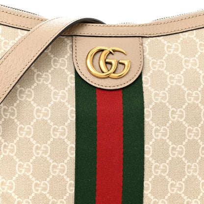 Gucci GG Supreme Monogram Textured Dollar Calfskin Web Small Ophidia Half Moon Hobo Beige Mystic White Oatmeal 8 of 10