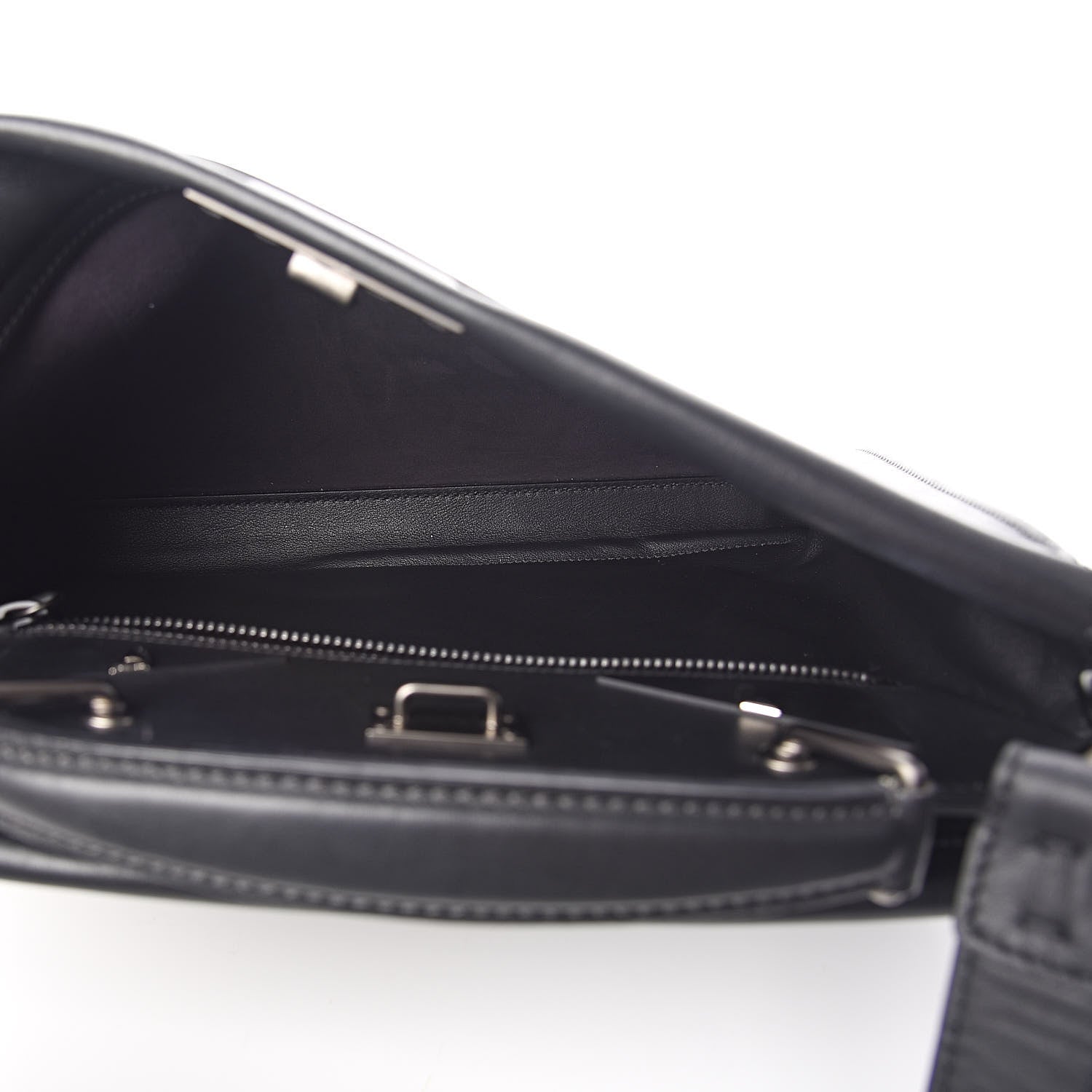 Fendi Vitello Grace Opaco Metal Monster Eyes Large Peekaboo Iconic Fit Satchel Black 7 of 9