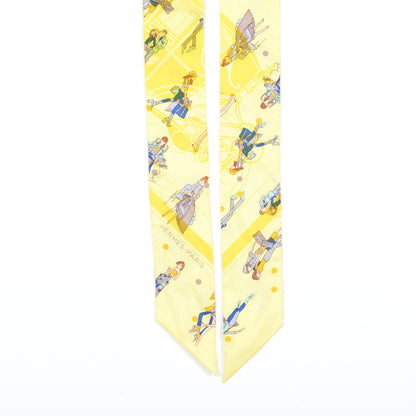 Hermes Silk Ex-Libris Les Parisie Twilly Jaune Soufre Gris 3 of 4