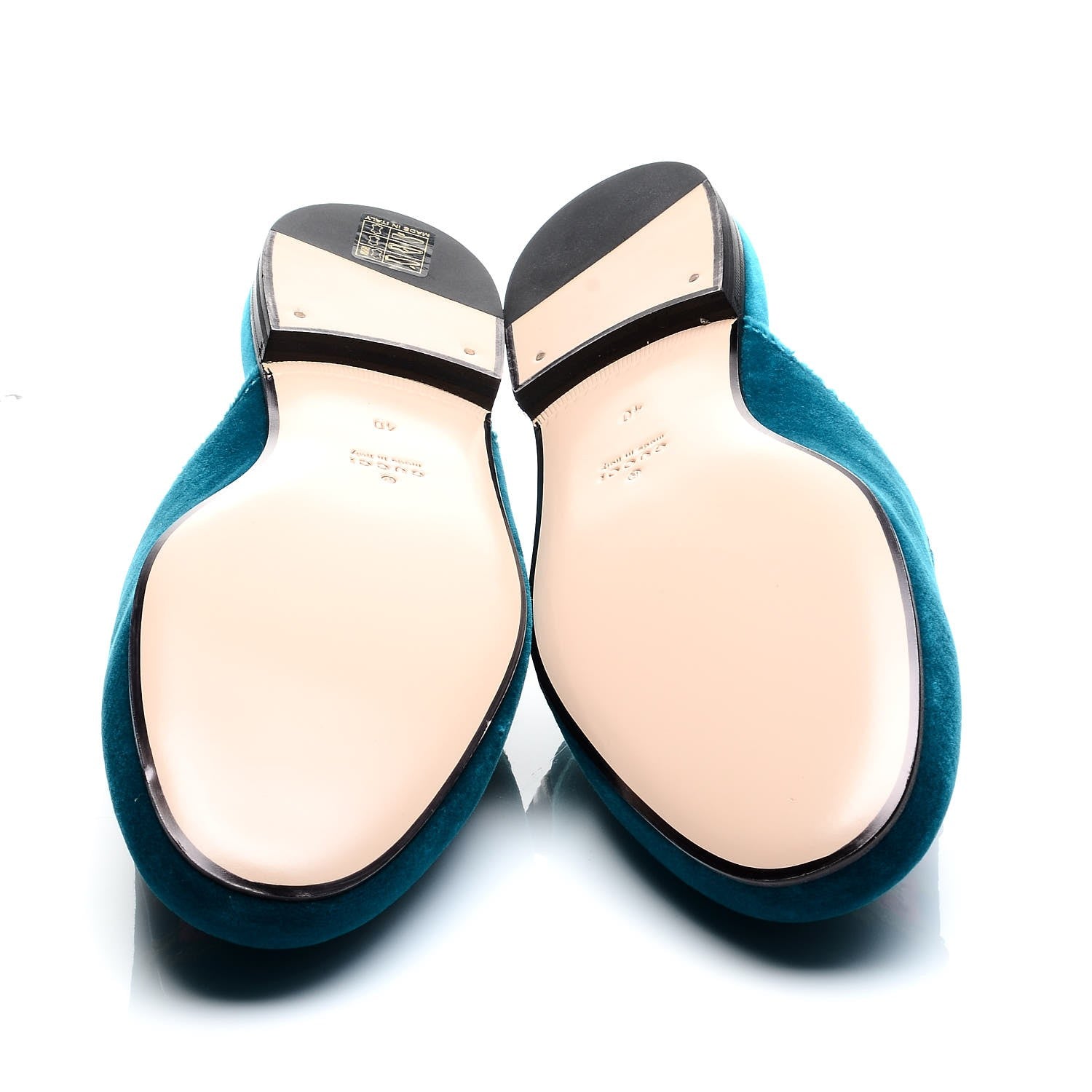 Gucci Velvet Floral Embroidered Womens Princetown Slippers 40 Pavone 8 of 10