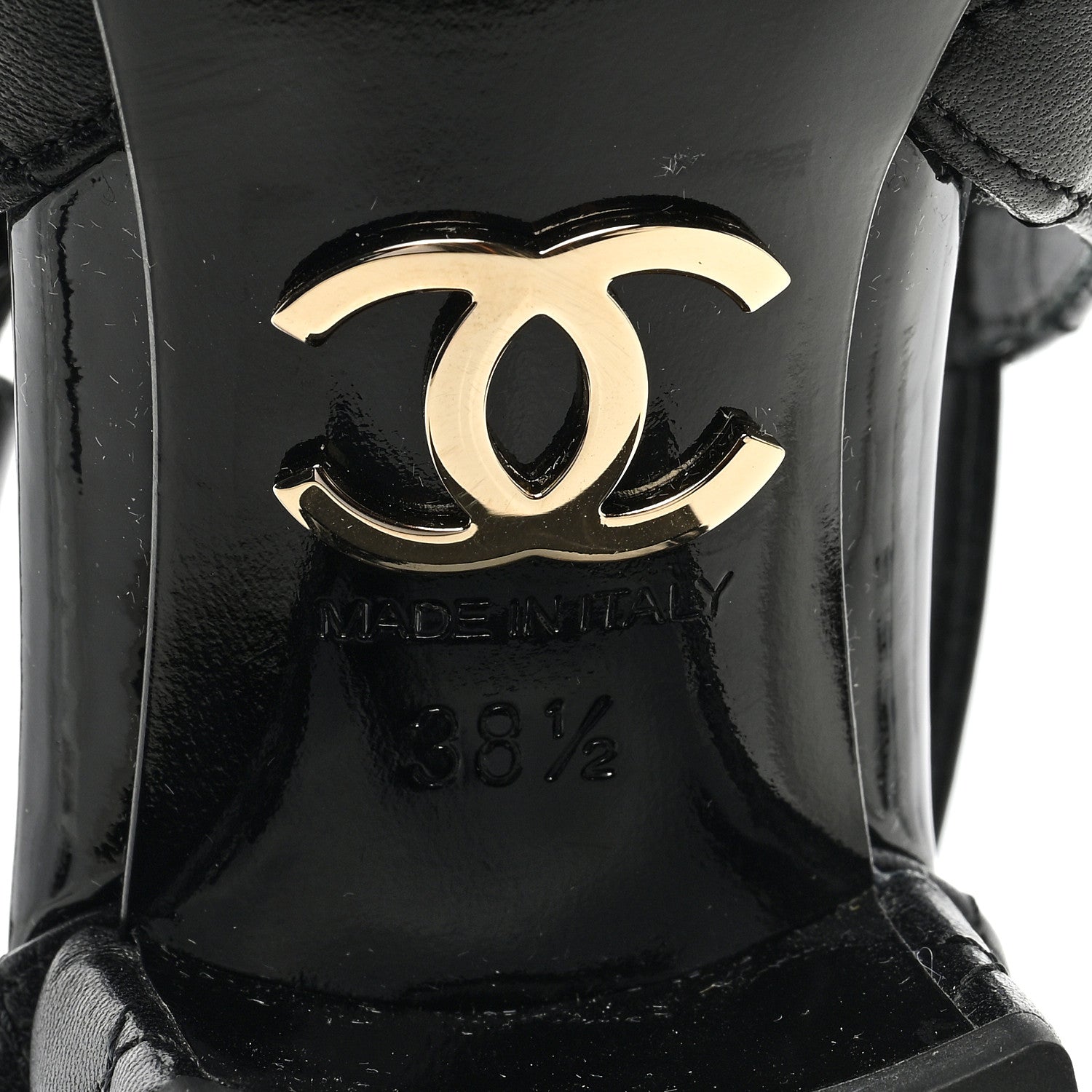 Chanel Lambskin Patent Quilted Cap Toe Mary Jane Flats 38.5 Black 6 of 10