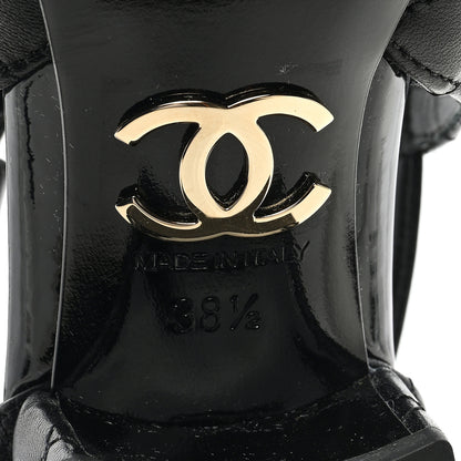 Chanel Lambskin Patent Quilted Cap Toe Mary Jane Flats 38.5 Black 6 of 10