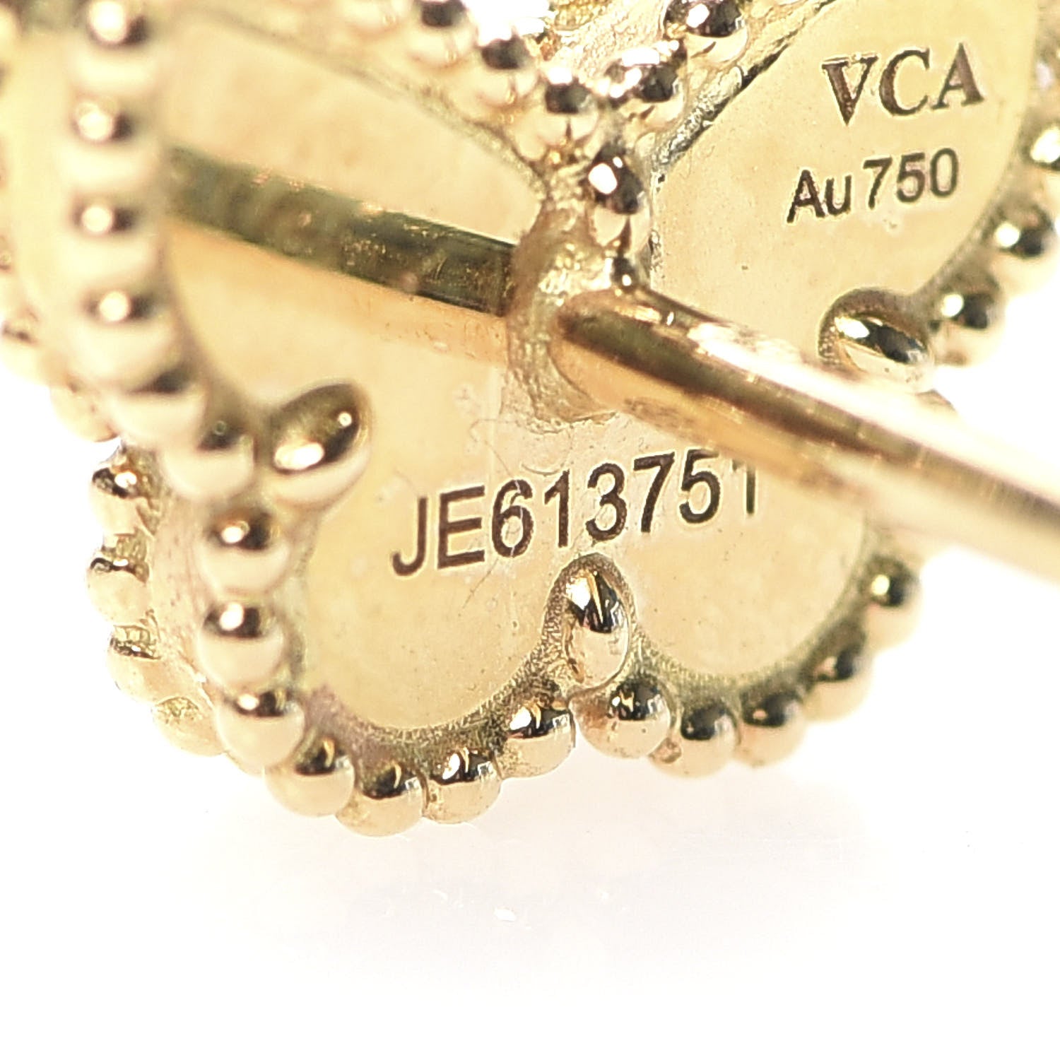 Van Cleef & Arpels 18K Yellow Gold Mother of Pearl Sweet Alhambra Butterfly Earrings 5 of 6