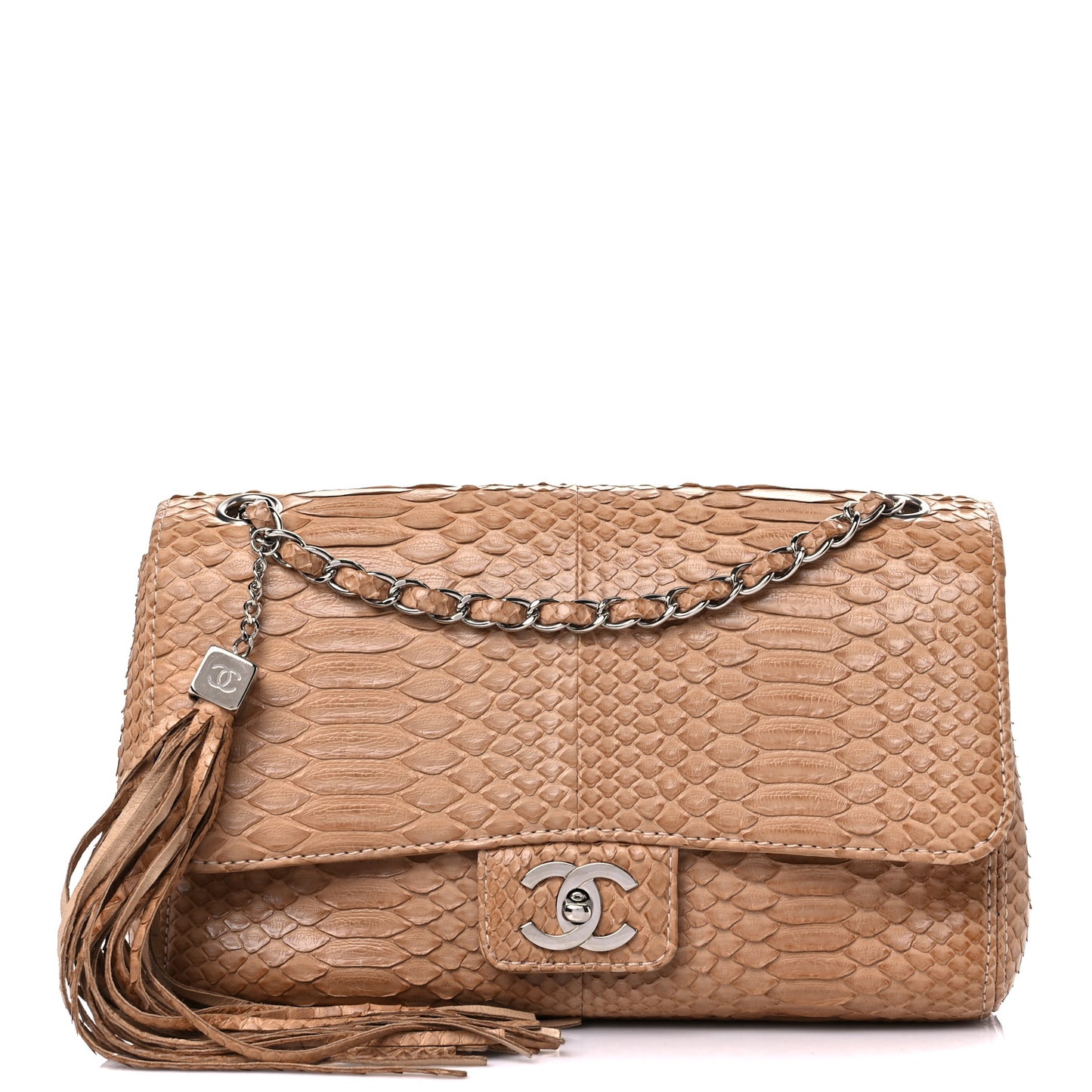 Python Medium Soho Tassel Flap Beige