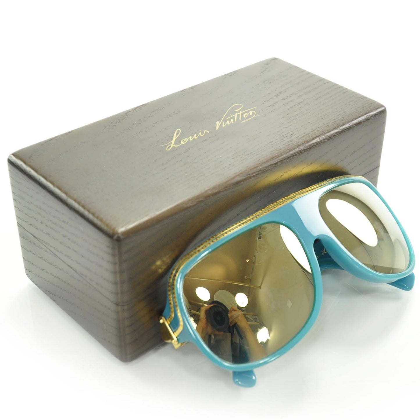 Millionaire Sunglasses Turquoise w Gold Plated Lenses