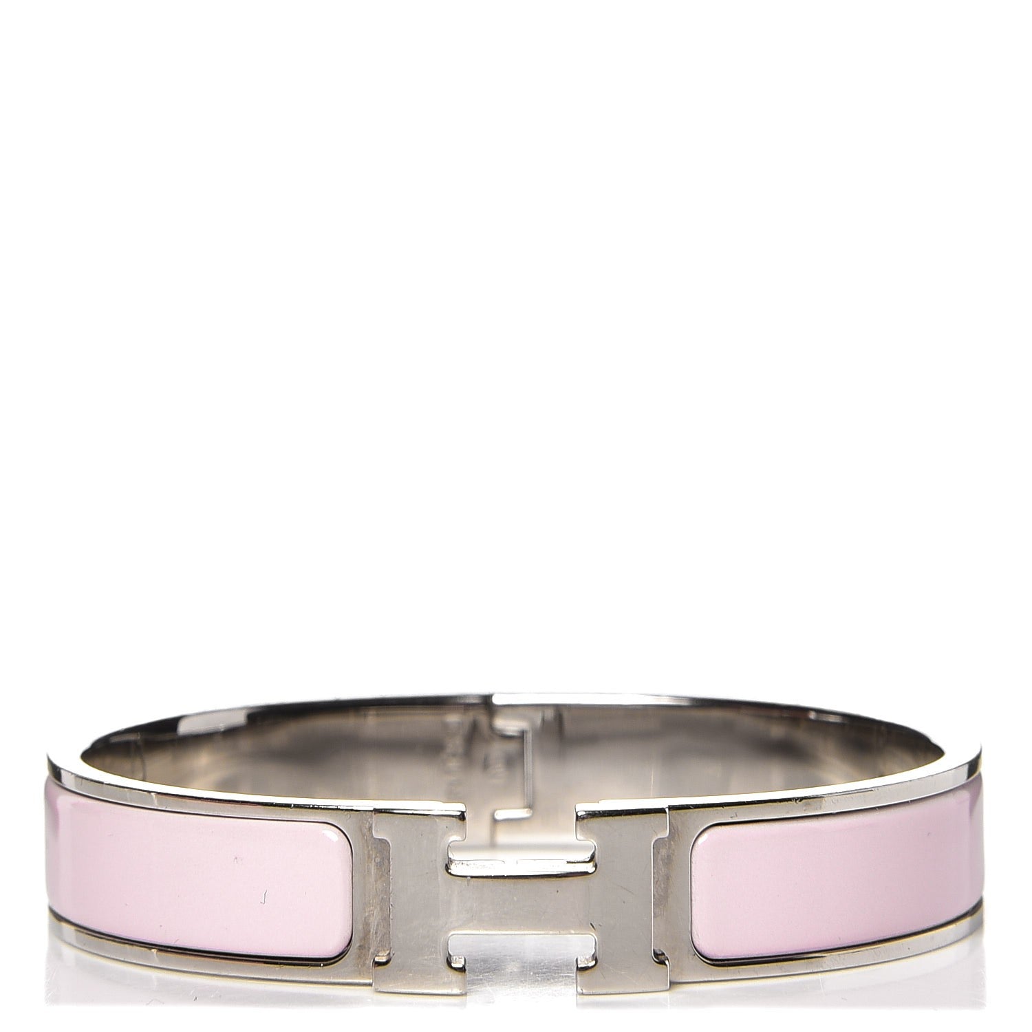 Hermes Enamel Narrow Clic Clac H Bracelet PM Rose Poudre 1 of 5