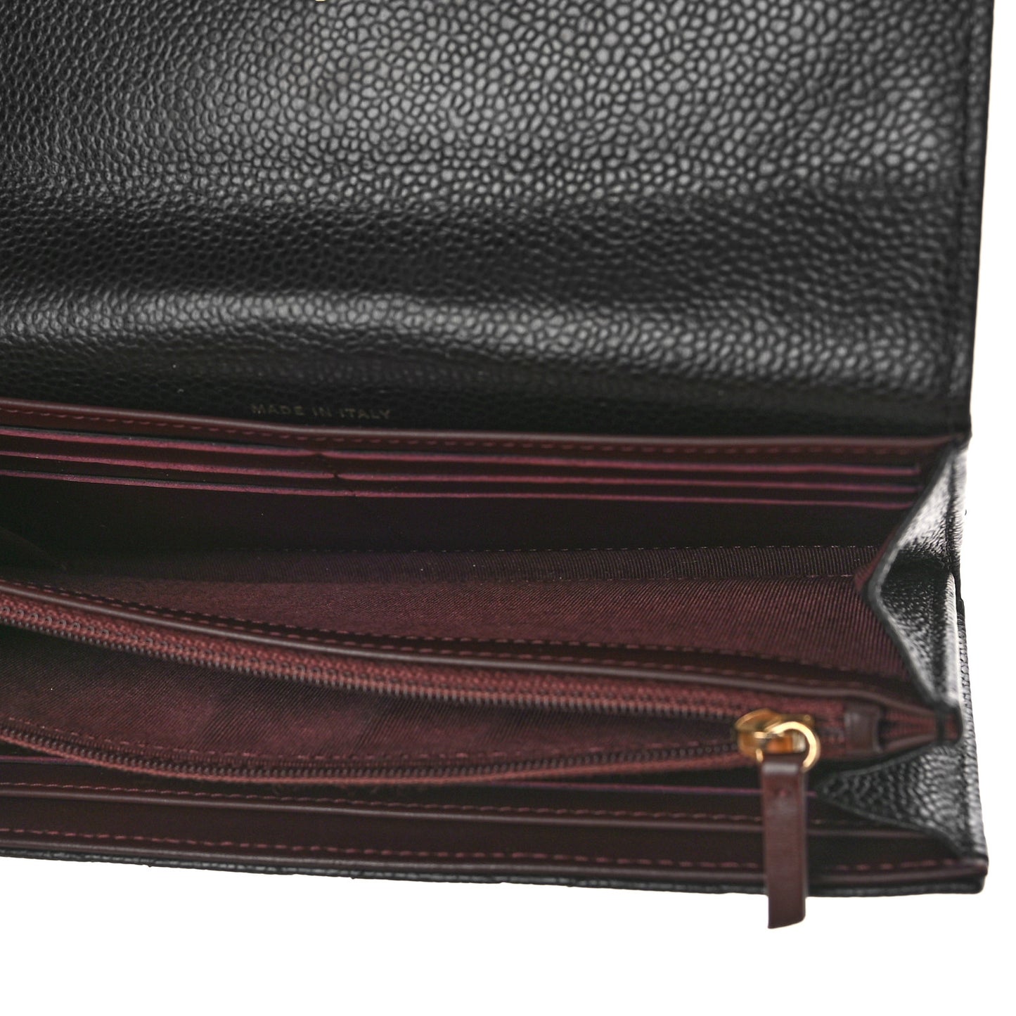 Caviar Quilted Large Gusset Flap Wallet Black