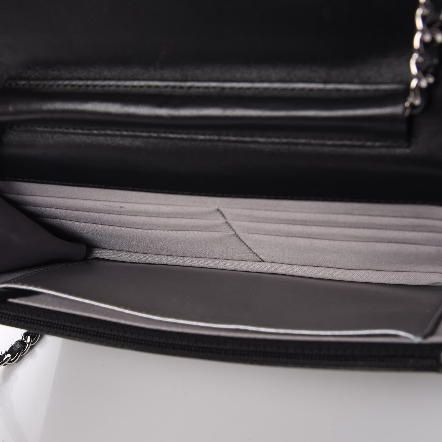 Chanel Lambskin Camellia Embossed Wallet On Chain WOC Black 5 of 12