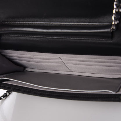 Chanel Lambskin Camellia Embossed Wallet On Chain WOC Black 5 of 12
