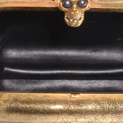 Alexander McQueen Metallic Crackled Leather Skull Box Clutch Gold 5 of 7