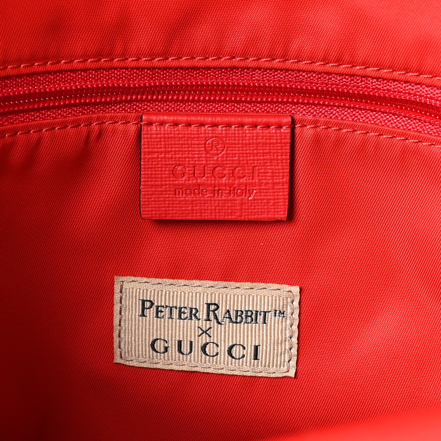 Gucci X PETER RABBIT GG Supreme Monogram Rabbit Print Childerns Backpack Red 6 of 11