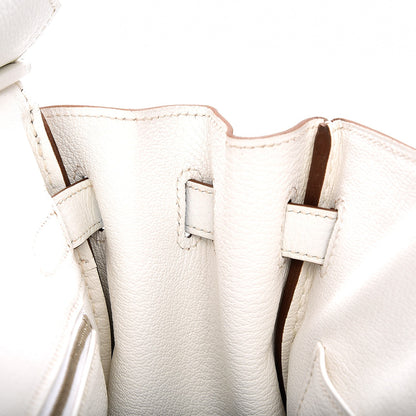 Hermes Taurillon Clemence Bi-Color Birkin 30 Mykonos White 20 of 29