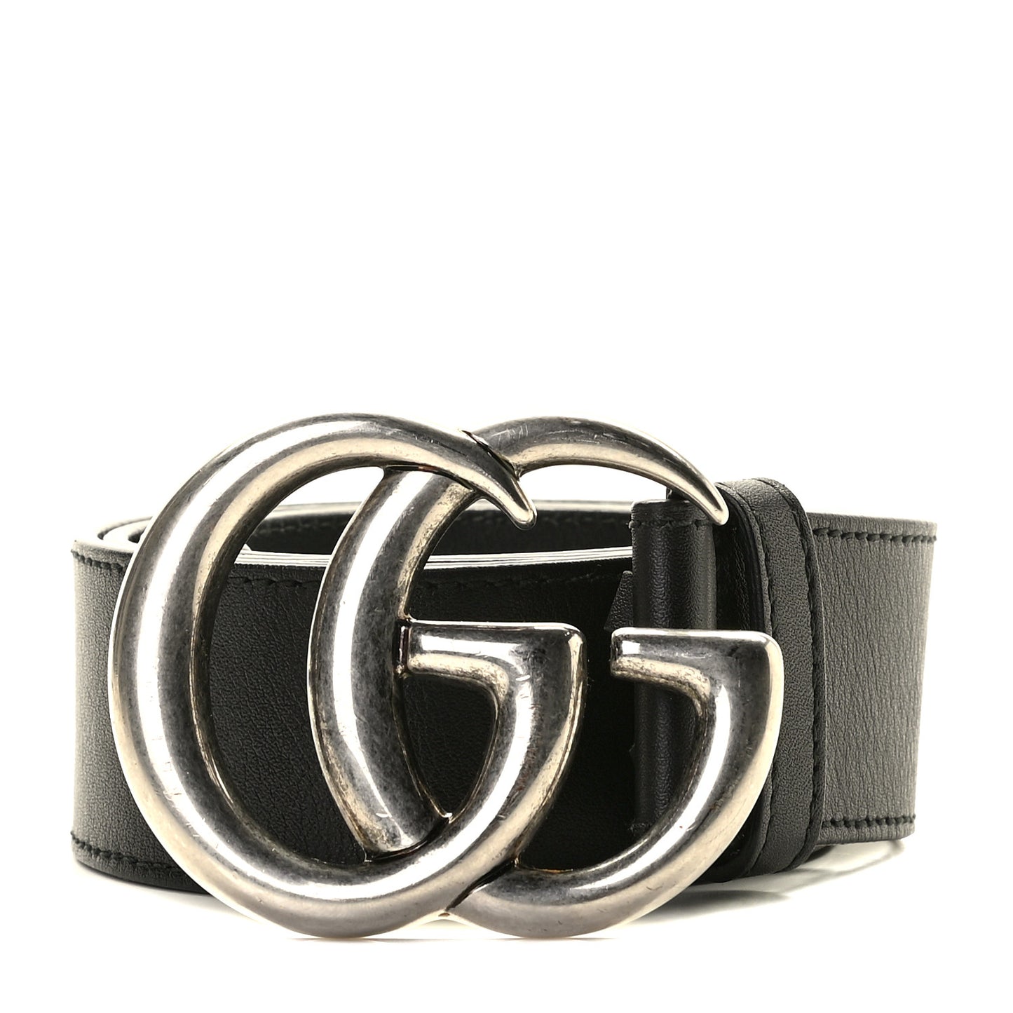 Moon Calfskin Nickel Double G 40mm Belt 85 34 Black