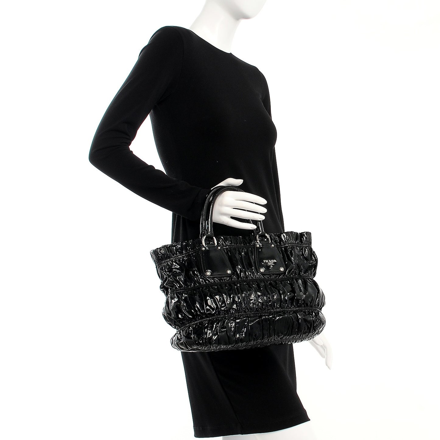 Vernice Gaufre Tote Black