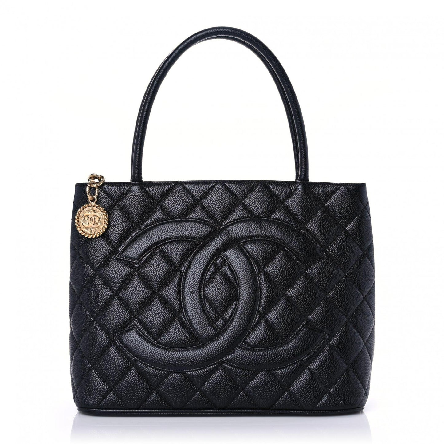 Caviar Quilted Medallion Tote Black