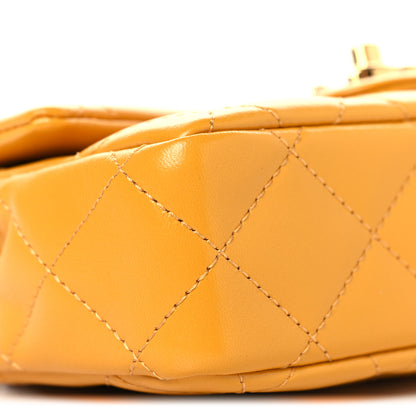 Chanel Shiny Lambskin Quilted Golden Links Top Handle Flap Yellow 9 of 10