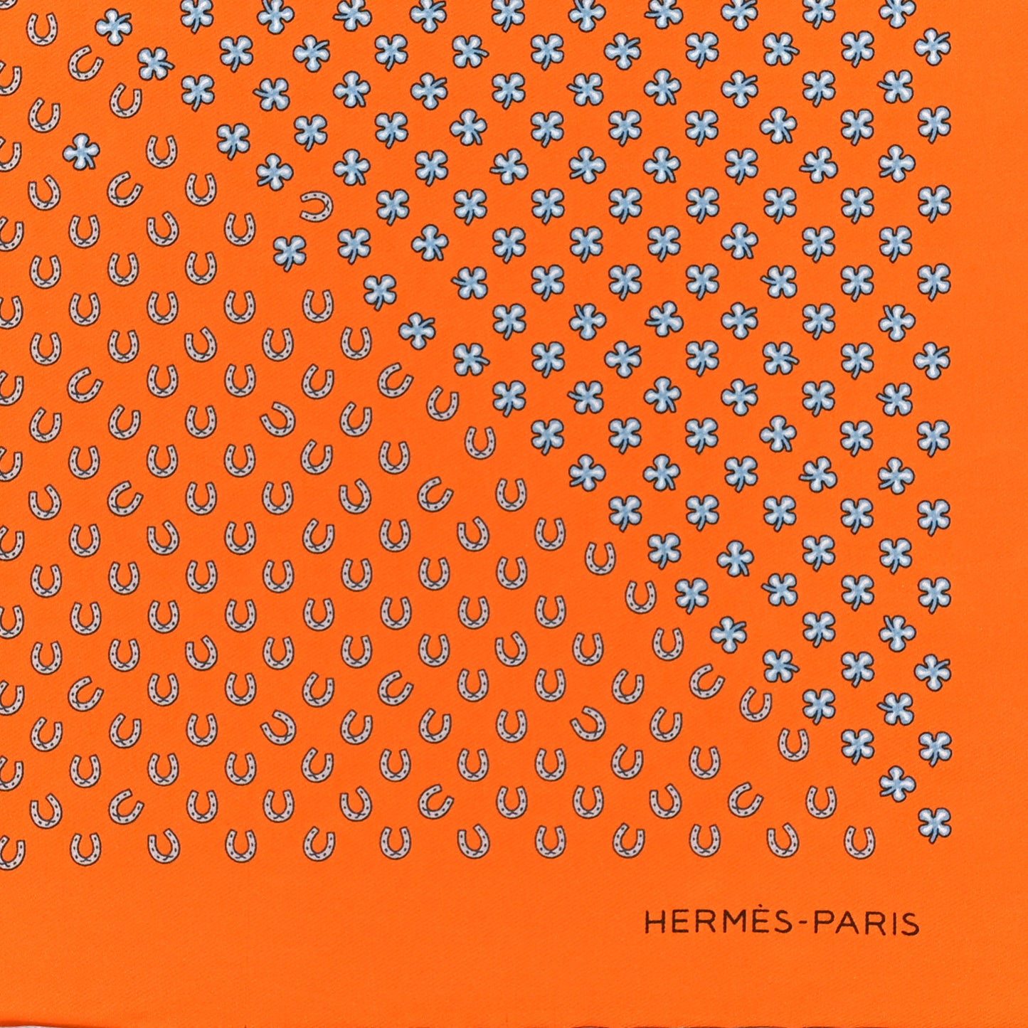 Silk Vintage Luck Pocket Handkerchief Orange Gris Ciel