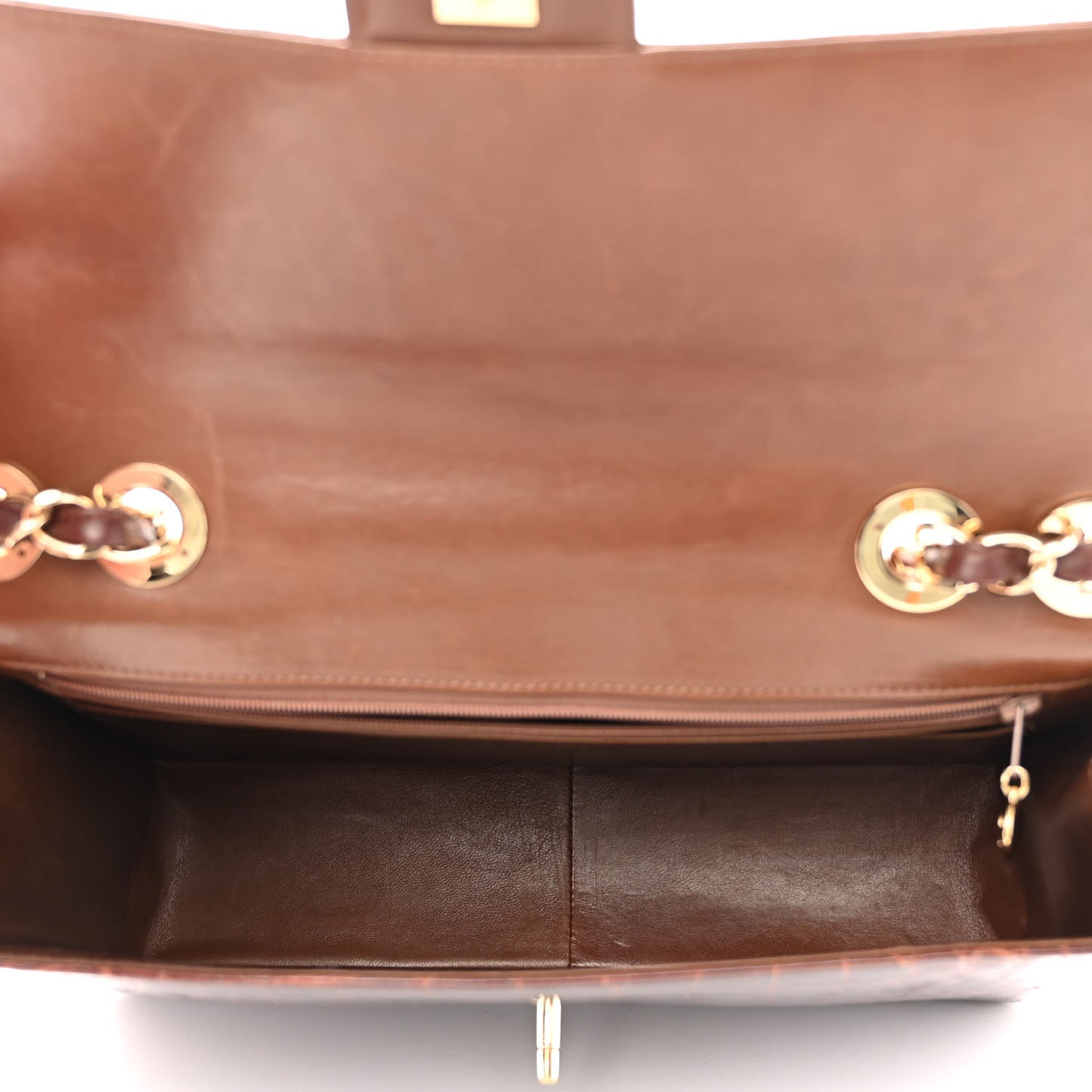 Alligator Jumbo Single Flap Dark Brown