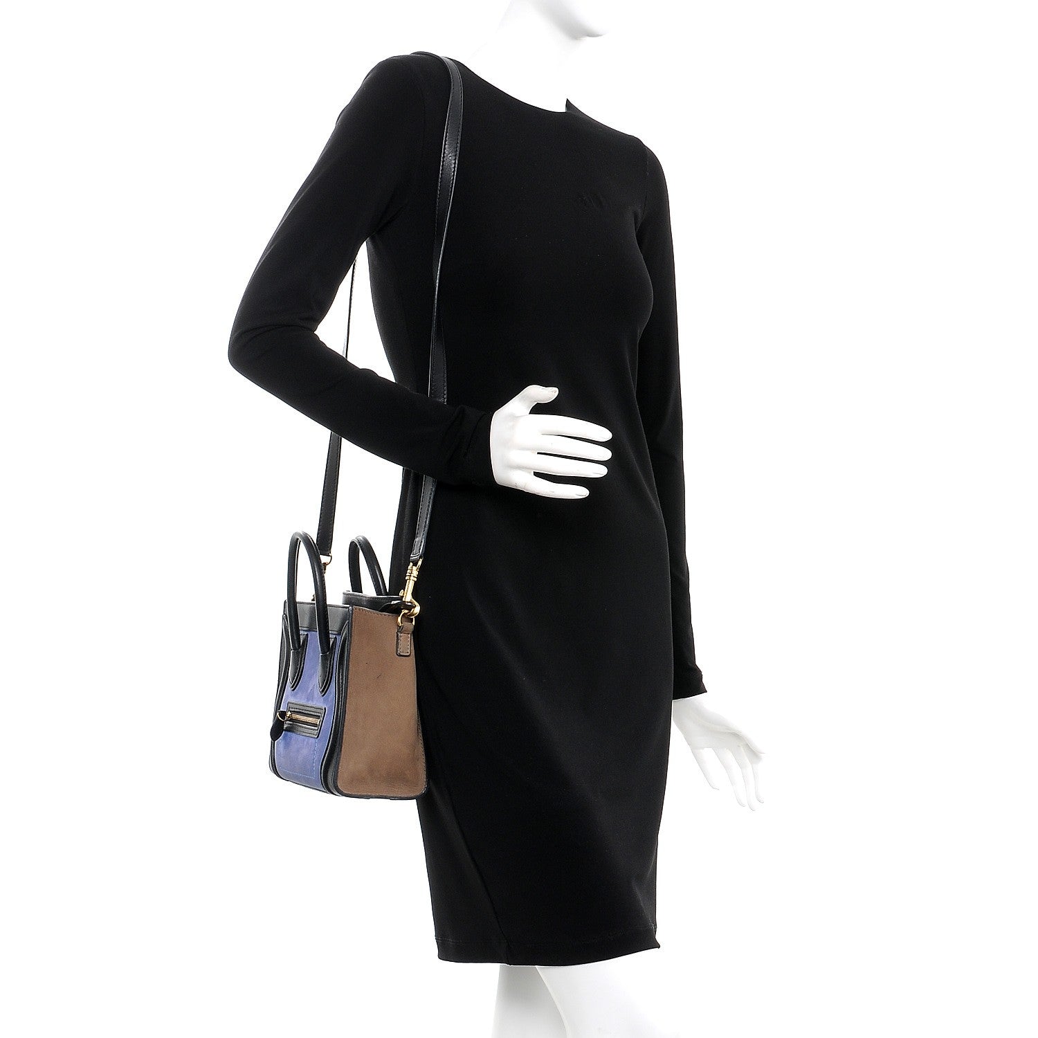 Celine Nubuck Smooth Calfskin Nano Tri-Color Luggage Royal Blue 2 of 18
