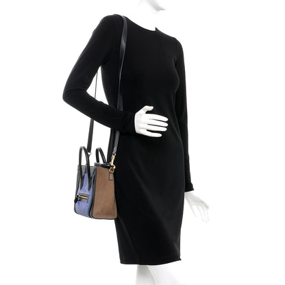 Celine Nubuck Smooth Calfskin Nano Tri-Color Luggage Royal Blue 2 of 18