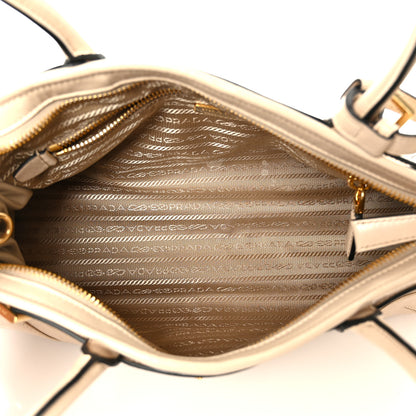 Prada Glossy Calfskin Triangle Medium Bonnie Shoulder Bag Travertine 5 of 10
