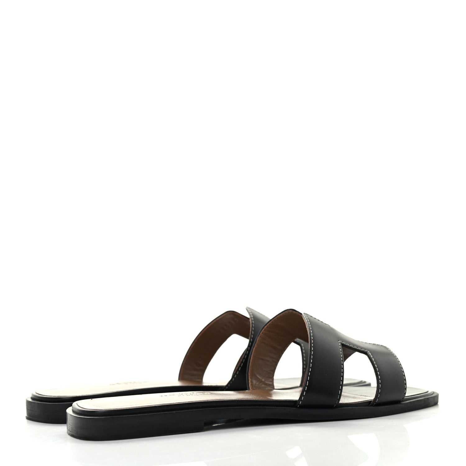 Hermes Box Calfskin Oran Sandals 37.5 Black 4 of 8